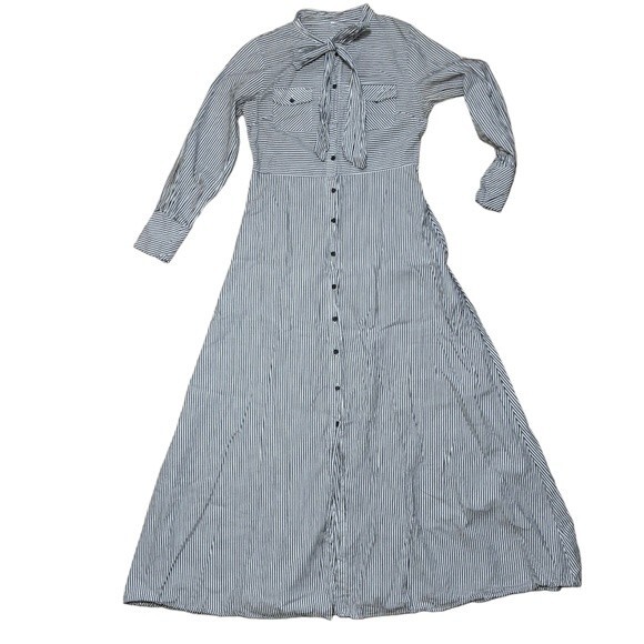 Maxi dress unbranded button front cotton blend striped size XL - Picture 6 of 8